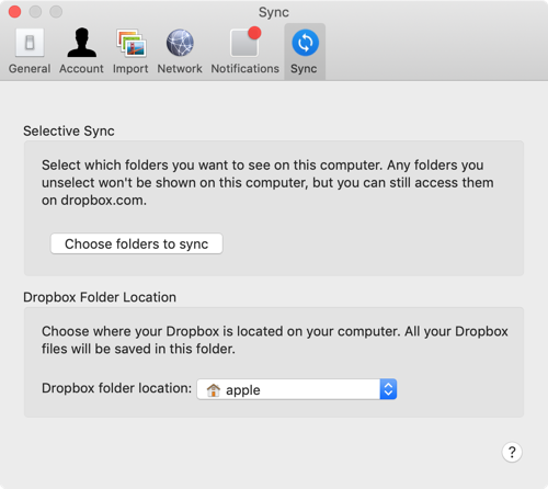 Sincronizare selectivă Mac Dropbox