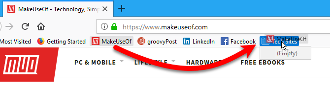 Trageți un marcaj într-un folder din bara Marcaje din Firefox