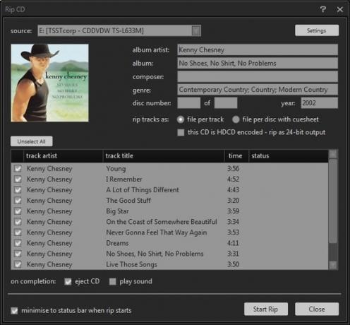 MusicBee: CD-ul dvs. de muzică puternic, dar simplu, tot-în-un [Windows] MusicBee Rip CD