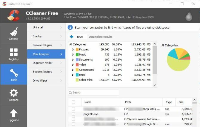 6 sfaturi CCleaner și trucuri pentru curățarea eficientă a computerului 05 Analizor de disc CCleaner