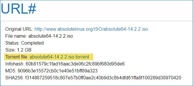 Cum se creează torrenturi pentru descărcări de fișiere mari URLHash Torrent file