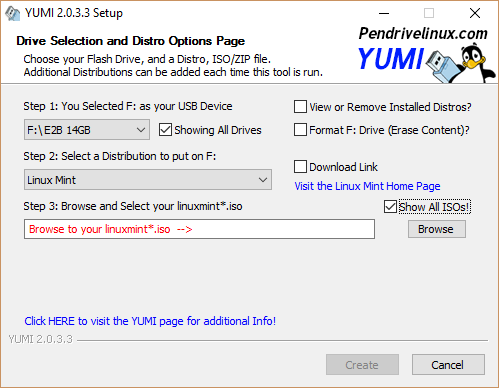 Cum să creați un USB multiboot bootabil pentru Windows și Linux Pagina de creare USB YUMI