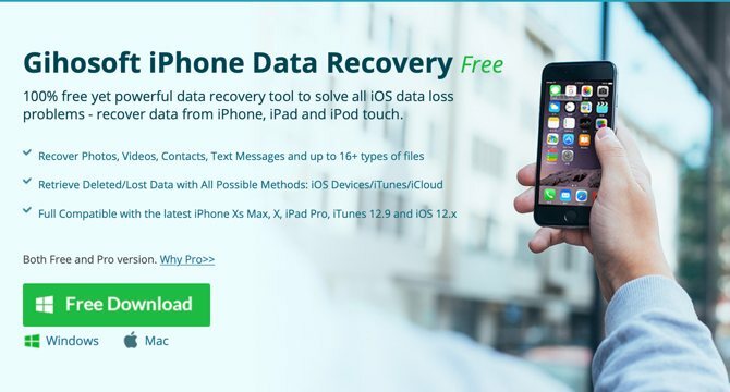 Site-ul Gihosoft iPhone Recovery