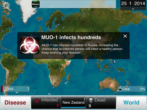 Alege o boală și șterge umanitatea în Plague Inc. infectarea