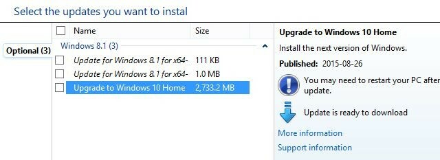 Actualizare opțională pentru Windows 10