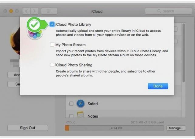 Photo Library Mac - permiteți sincronizarea iCloud