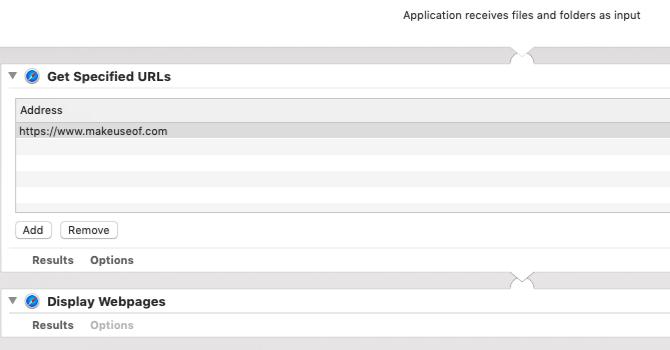 Aplicația Automator pentru a lansa pagini web pe Mac