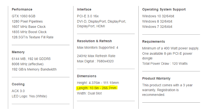 Cum să cumpărați un computer pentru jocuri ieftine cu o placă grafică Nvidia cu lungimea evga1060