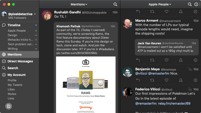 Tweetbot 3 Mod întunecat