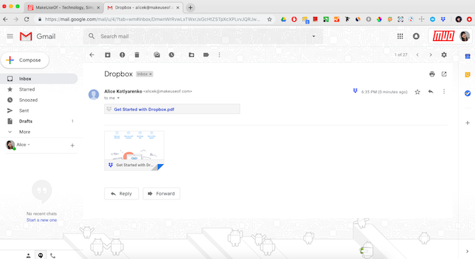 Dropbox pentru Gmail, o extensie Chrome pentru a previzualiza linkurile Dropbox