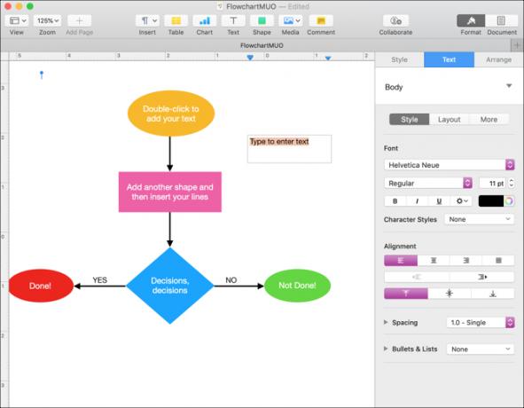 Formatează caseta de text în paginile de pe Mac