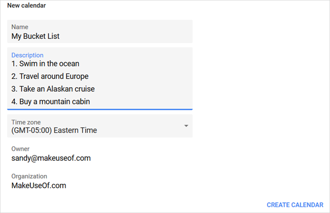 jurnal personal Google Calendar