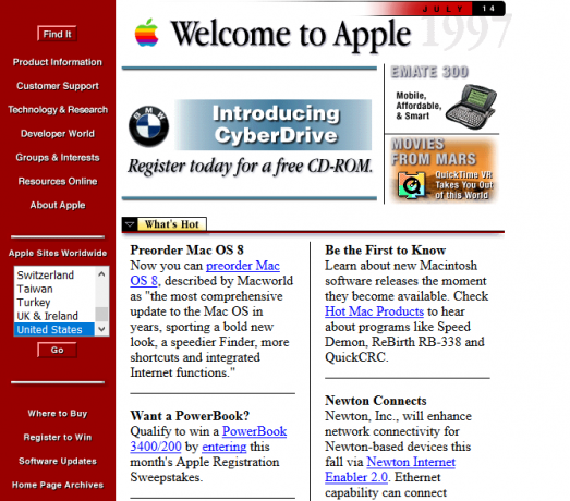 Screenshot de Apple în 1997