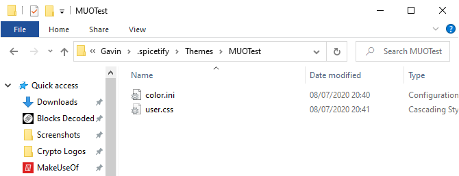 spicetify fișiere de configurare în folder