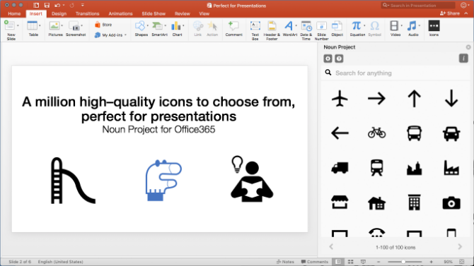 Complexul Noun Project pentru Powerpoint oferă icoane și emoji gratuite