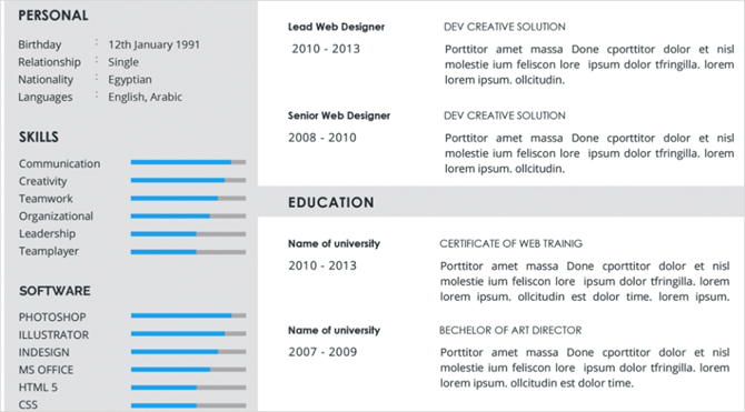 șablon freepik curriculum vitae alb