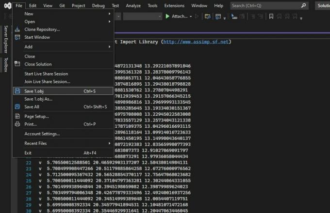 Opțiuni diferite pentru a salva fișierele OBJ în Visual Studio Code