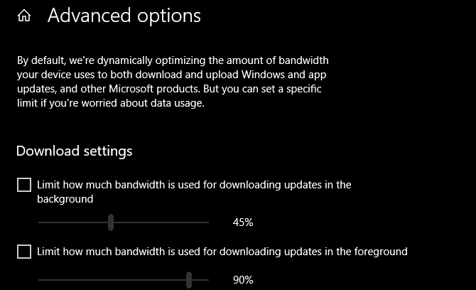 Utilizarea lățimii de bandă pentru Windows 10