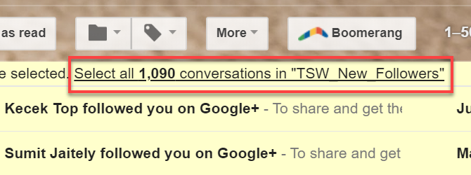 Selectați conversațiile din Gmail