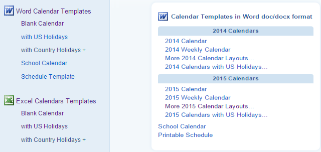 Șabloane WinCalendar