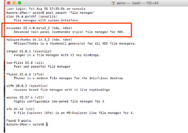 intro Macports caută filemanager