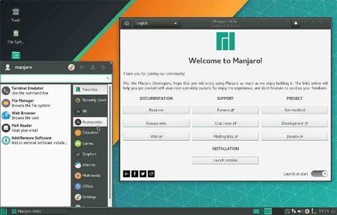 Aceasta este o captura de ecran a Manjaro Linux