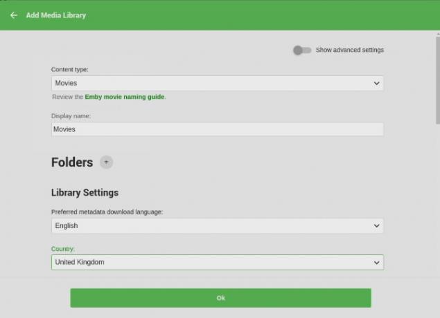 Setări meta-bibliotecă Emby