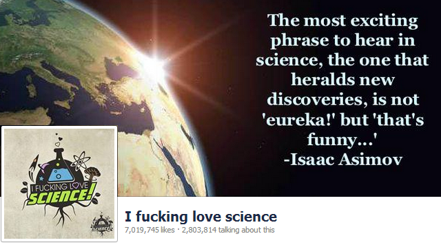 Pagina de Facebook a I Love Love Science