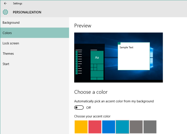 Windows 10 Culori de personalizare