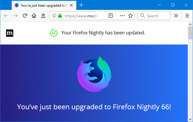 Captură de ecran Firefox Nightly