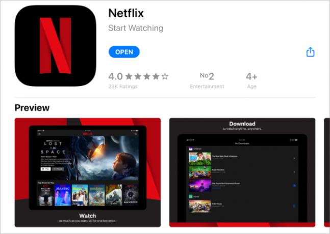 Netflix în App Store