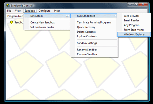 SandBoxie - Rulați Windows Explorer în mediu sigur