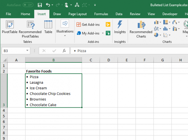 Creați o listă cu buline într-o singură celulă în Excel