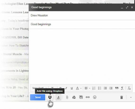 Dropbox pentru extensia Chrome Gmail