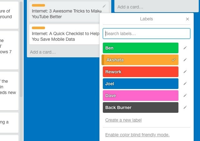 Trello etichete