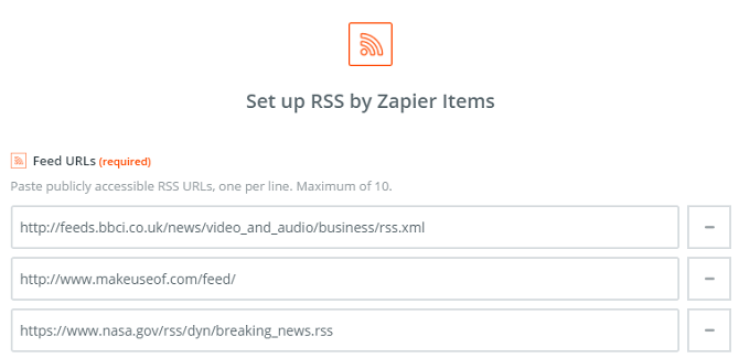 rss de către zapier feeds intrare