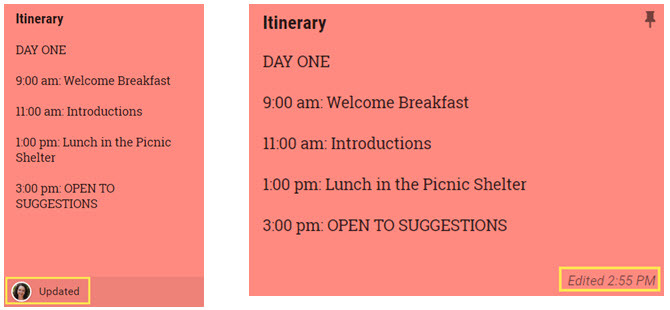 google keep events colaborare actualizare