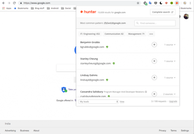 Extensie Google Chrome Hunter