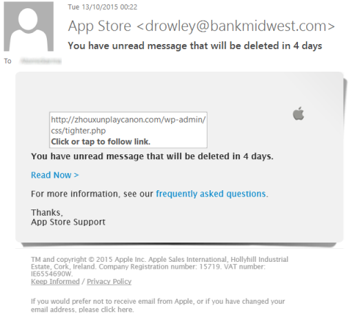 spoturi false online - Apple Phishing Email