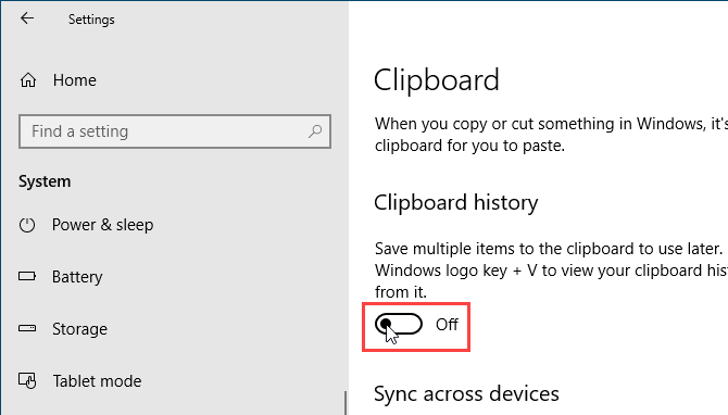 Dezactivați istoricul clipboard-urilor în Setările Windows 10