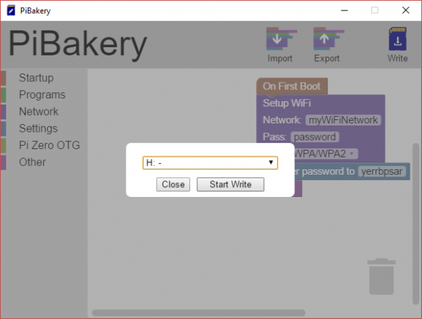 MakeUseOf Linux PiBakery Scrieți pe cardul SD