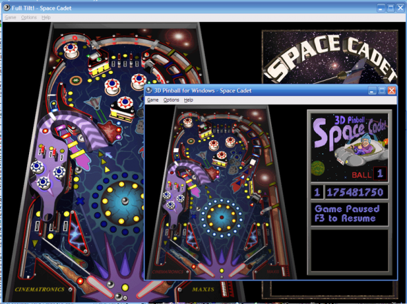 4 dintre cele mai bune jocuri video Pinball din toate timpurile 800px Cadet Pinball Comparație vizuală a versiunilor Full Tilt și Windows XP e1376541266256