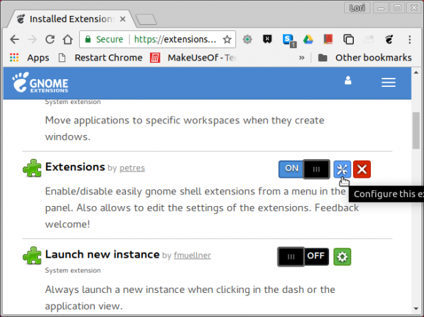 Gestionați extensiile pe site-ul web GNOME Extensions