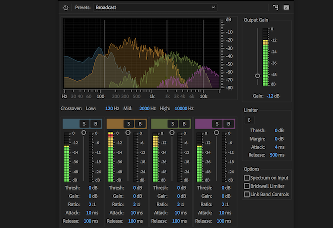 Efect de compresor multiband Premiere Pro