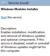 Serviciu de instalare a modulului Windows