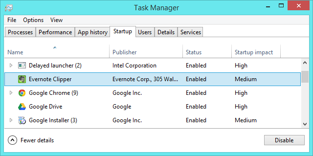 Windows 8.1 task manager configurează programele de pornire