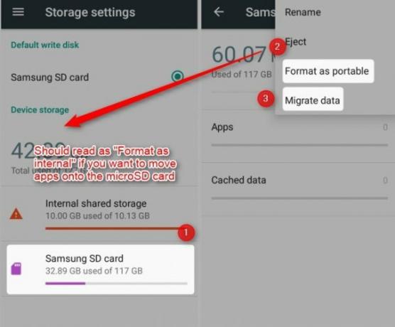 format de stocare internă microsd android