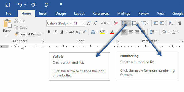 MS Word - Liste de creare