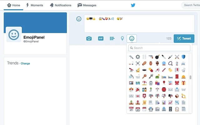 Extensie Chrome Twitter EmojiPanel