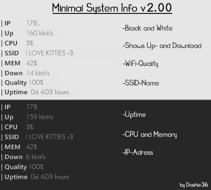 Cele mai bune piei Rainmeter pentru un desktop minimalist - Informații despre sistem Minimla